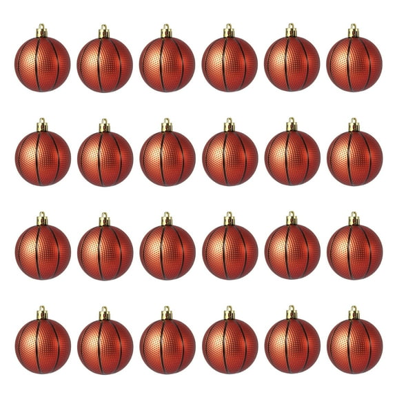 Garvee Sports-Themed Shatterproof Christmas Ball Ornaments Set – 24-Piece Glitter Basketball Design for Xmas Trees, Parties, Home & Office, 6cm