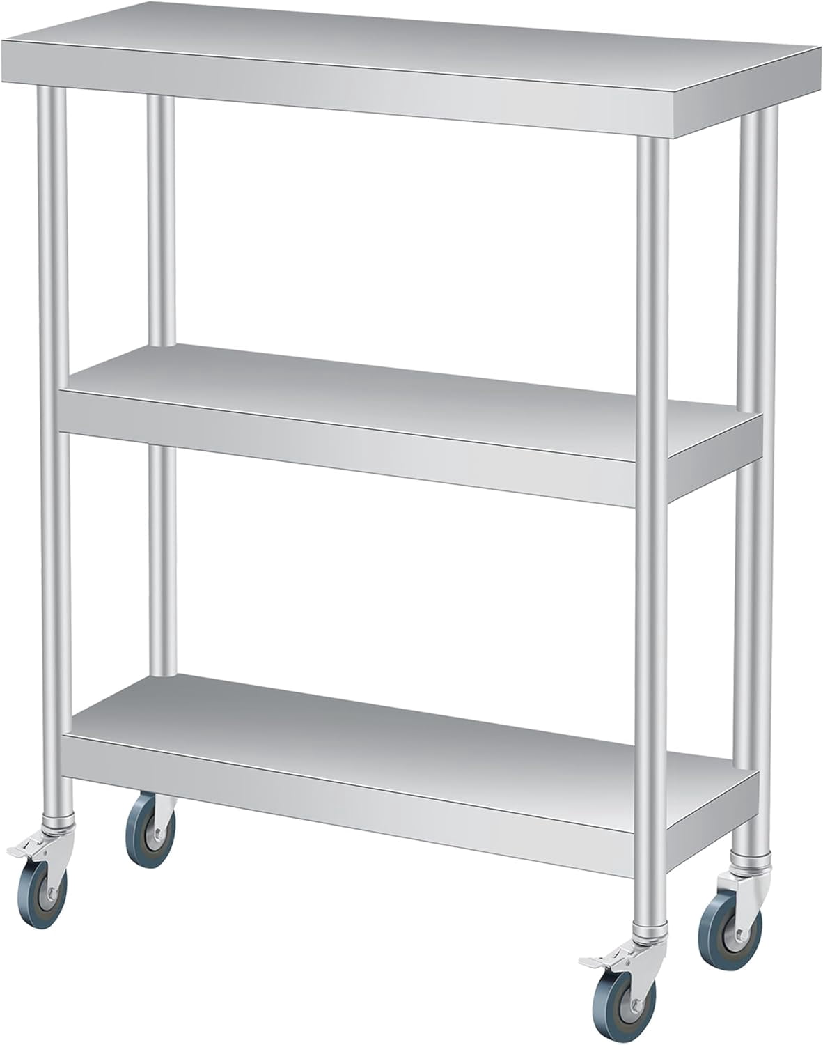 Garvee Stainless Steel 3-Tier Prep Table – 14x24 Inch with 2 Lockable ...
