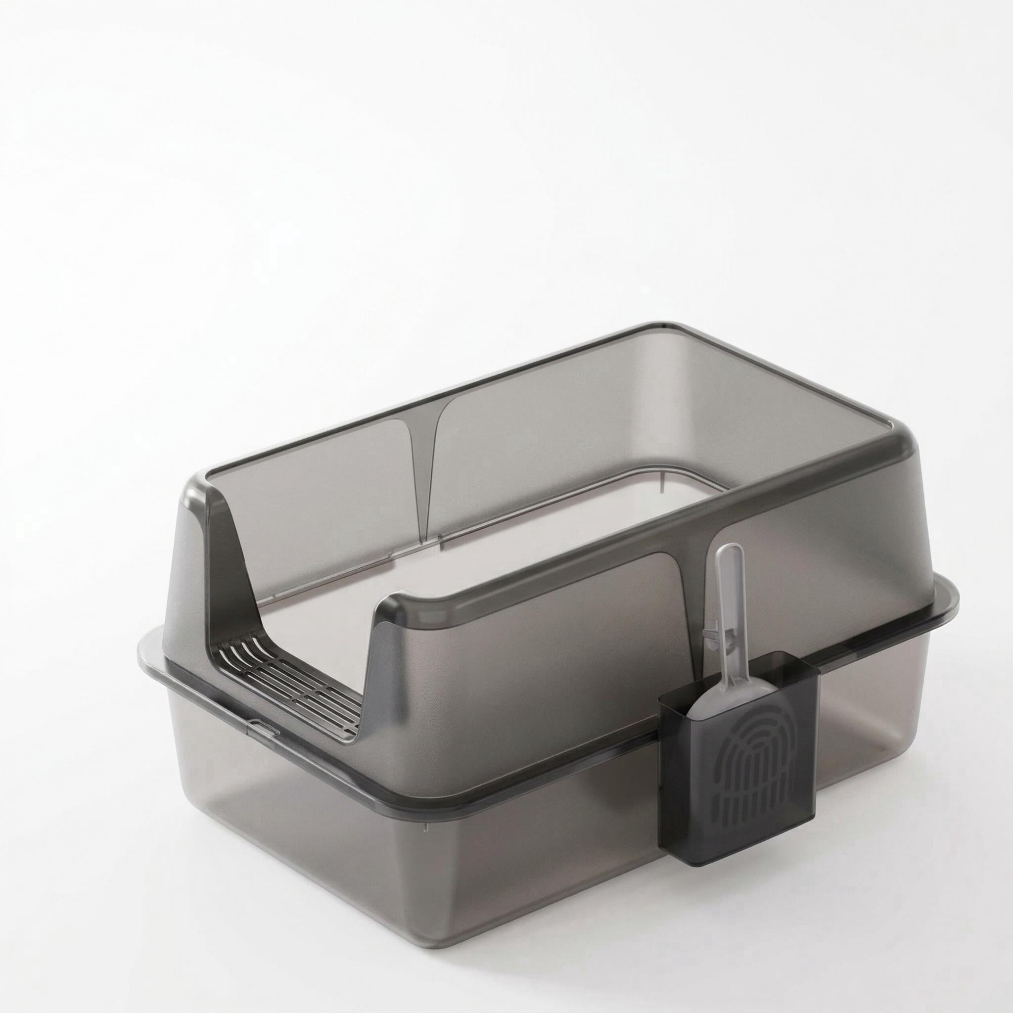 Garvee Stainless Steel Cat Litter Box, with Scoop, 23.62 x 15.74 x 12", Black