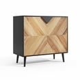 thumbnail image 1 of Garvee Storage Cabinet 31.5 x 15.8 x 29.3", Geometric Patterns Sideboard, Oak & Black, 1 of 8