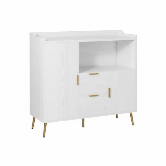 Garvee Storage Cabinet 39.4 x 15.8 x 37.4", Coffee Bar Cabinet, 2 Doors & 2 Drawers, White