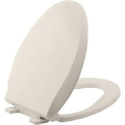 Garvee Sturdy Elongated Toilet Seat with Soft Close Mechanism, Universal Fit for Standard Toilets, Easy Installation & Cleaning, Secure Non-Slip Design (19", Almond)