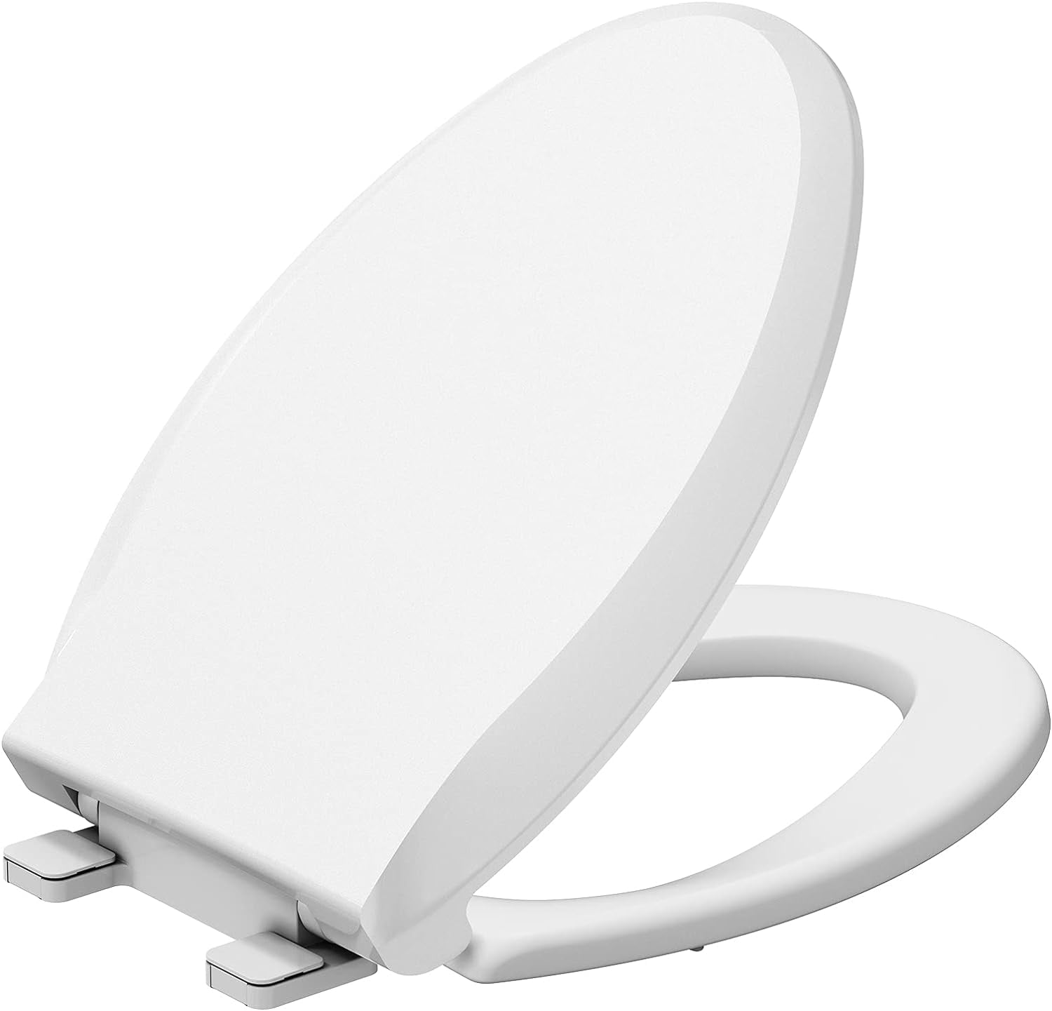 Garvee Sturdy Elongated Toilet Seat with Soft Close Mechanism, Universal Fit for Standard Toilets, Easy Installation & Cleaning, Secure Non-Slip Design (19", White)