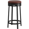 thumbnail image 1 of Garvee Swivel Bar Stools, 24" Counter Height Barstools with PU Leather Cushion, Backless Round Kitchen Bar Stools with Footrest, Brown Metal Frame, 1 of 7