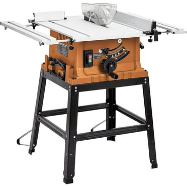 Garvee Table Saw 10 Inch, 15 Amp 5000RPM Powerful Tablesaw With Stand & Protective Cover, Tabletop Saw 90° Cross Cut & 0-45° Bevel Cut, Adjustable Depth, for Woodwork