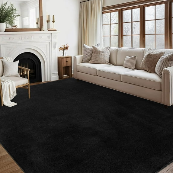 Garvee Ultra Soft Area Rug, 10'x13' Fluffy Area Rug Non Slip Rug for Living Room Bedroom Home Decor Carpet, Black