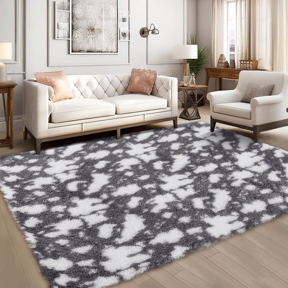 Garvee Ultra Soft Area Rugs, 10x13 Fluffy Fuzzy Shag Area Rug Modern Shaggy Carpets for Living Room Bedroom Home Decor, Dark Gray