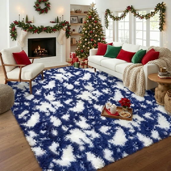 Garvee Ultra Soft Area Rugs, 8x10 Fluffy Fuzzy Shag Area Rug Modern Shaggy Carpets for Living Room Bedroom Home Decor, Blue
