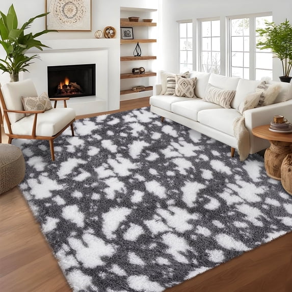 Garvee Ultra Soft Area Rugs, 8x10 Fluffy Fuzzy Shag Area Rug Modern Shaggy Carpets for Living Room Bedroom Home Decor, Dark Gray