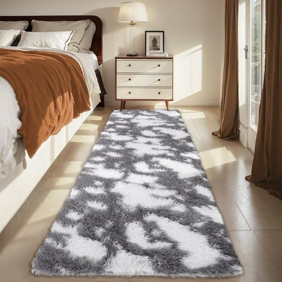 Garvee Ultra Soft Runner Rugs, 2x6 Fluffy Fuzzy Shag Area Rug Modern Shaggy Carpets for Entryway Bedroom Hallway Kitchen, Dark Gray
