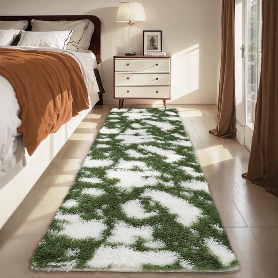 Garvee Ultra Soft Runner Rugs, 2x6 Fluffy Fuzzy Shag Area Rug Modern Shaggy Carpets for Entryway Bedroom Hallway Kitchen, Green