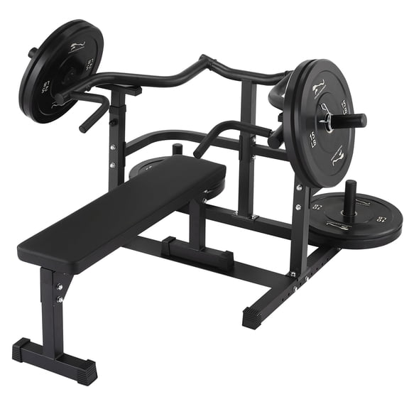 Garvee Upgraded Chest Press Machine with Adjustable Flat Bench, Heavy-Duty Carbon Steel Bench Press Rack with Independent Converging Arms for Home Gym, Black