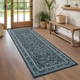 thumbnail image 1 of Garvee Vintage Floral Print Runner Rug, 2'X6' Washable Rug Stain Resistant Indoor Carpet Non-Slip Low Pile Floor Rugs for Entryway Bedroom Hallway Kitchen, Blue, 1 of 7