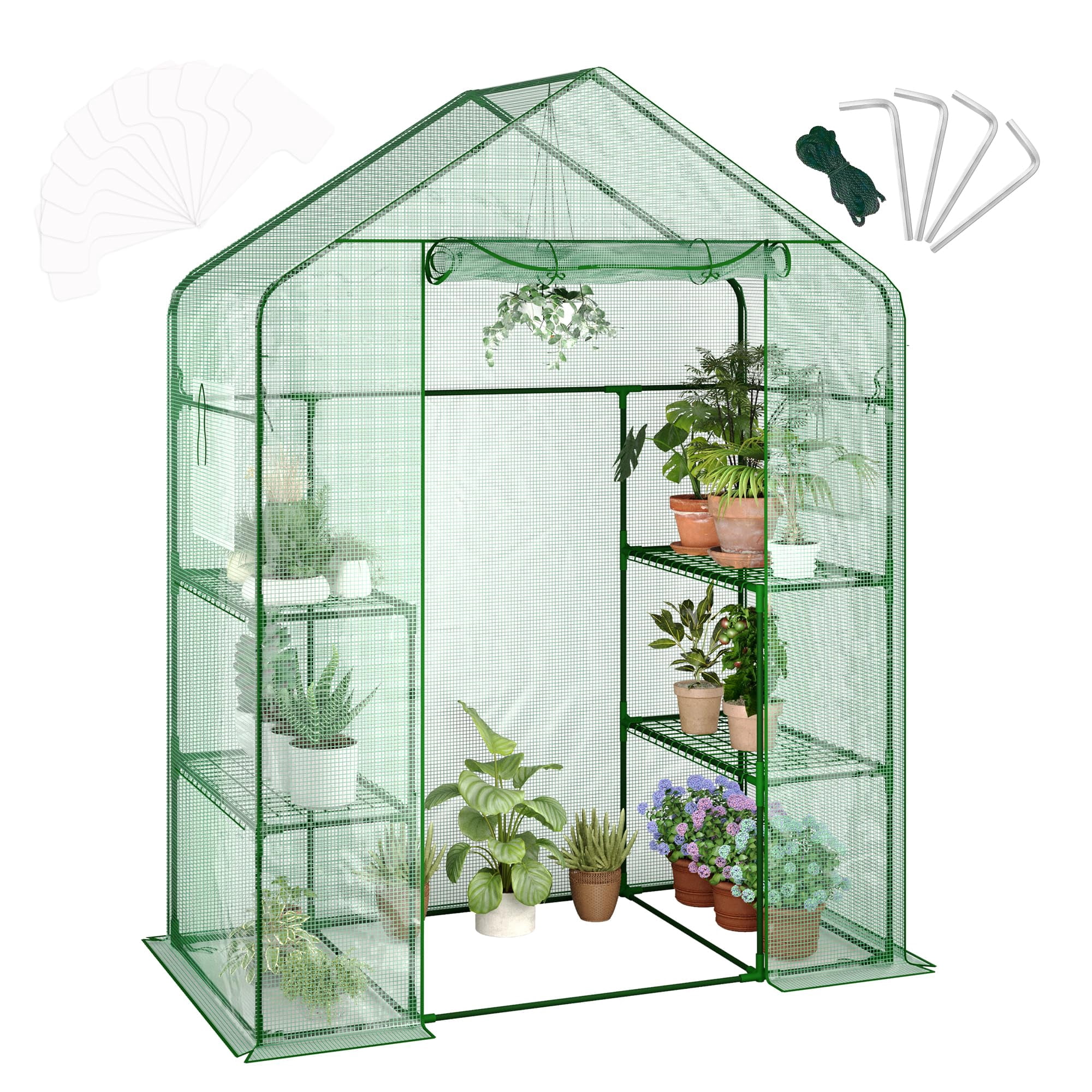 Garvee Walk-in Plant Greenhouse 28.7 x 56.3 x 76.8 in, with Roll-Up Zippered Doors & 2 Mesh Windows
