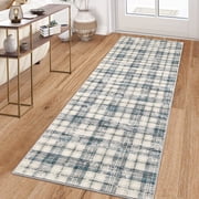 Garvee Washable Rug 2x6 Modern Plaid Runner Rug, Non Slip Stain Resistant Rug Geometric Carpet for Hallway Bedroom Kitch