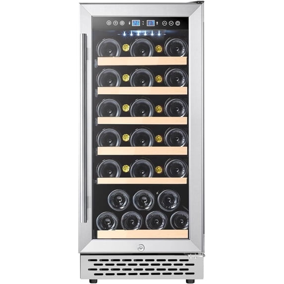 Garvee Wine Cooler Refrigerator 28 Bottles Wine Fridge Glass Door with Digital Temperature Control