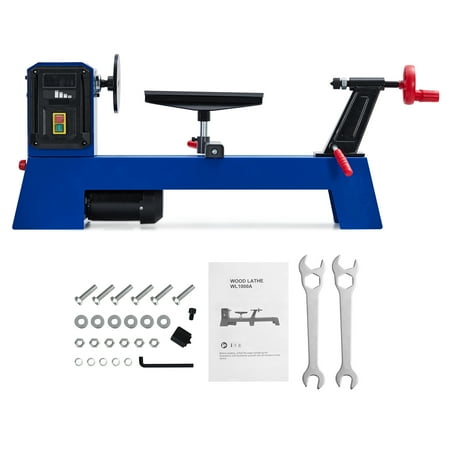 ??Garvee Wood Lathe Benchtop, 10" x 24" Benchtop Wood Lathe Machine, 0.8 HP (600W) Motor, Infinitely Variable Speed 800-3000 RPM, Wood Turning Lathe with 2 Chisels & Wrench for Woodworking Projects