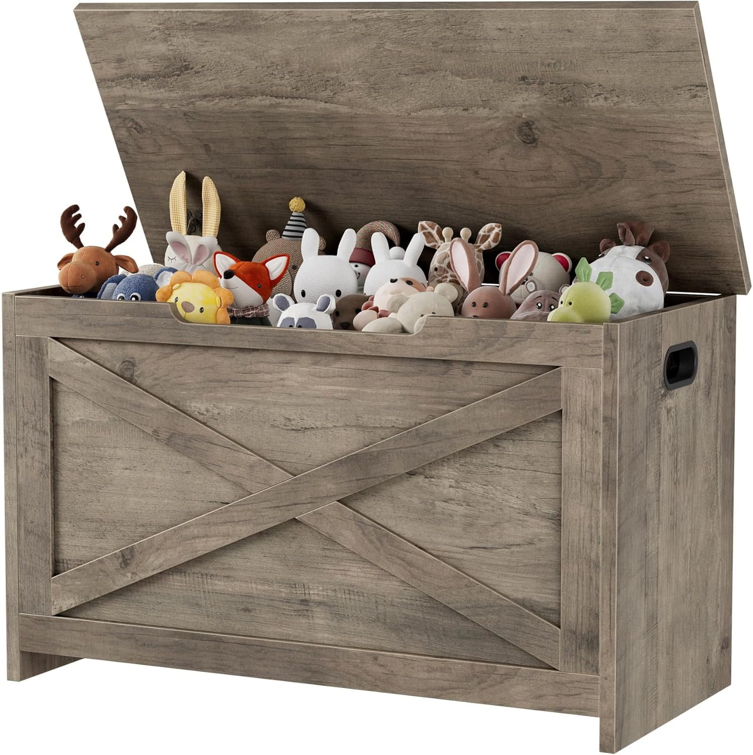 Garvee Wooden Storage Chest, 30"x15.78"x17.7", Safety Hinge Toy Box, Large Storage Bench for Entryway, Bedroom & Living Room, Greige