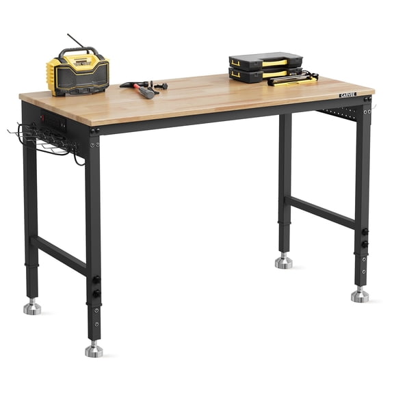 Garvee Work Benches for Garage, 48" x 24" Work Platform with Power Outlets, 2000 lbs Load Capacity, Black
