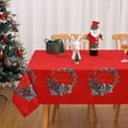 thumbnail image 1 of Garvee Wreath Bordered Christmas Table Cloth Wipe Clean, Water Resistant Fabric Tablecloth with Flower Print, 60 x 84, Red, 1 of 4