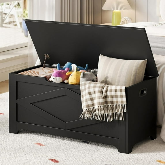 GarveeHome 39.4" Storage Chest, Wooden Storage Bench with Safety Hinges, Easy Assembly, Large Toy Chest for Entryway, Living Room, Bedroom