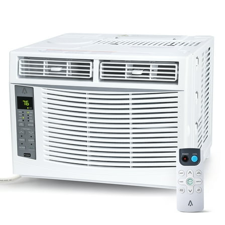 GarveeHome 6000 BTU Window Air Conditioner - WiFi Enabled, Smart AC Unit with Remote & App Control, Timer Function, Easy Install Kit for Rooms Up to 350 Sq Ft, 115V/60Hz, White