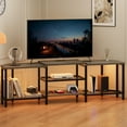 thumbnail image 1 of GarveeHome 67 Inch Corner TV Stand with LED Lights & Power Outlets, Large Entertainment Center for 55/65/75 Inch TV, Modern Media Console with 4 Open Storage Shelves for Living Room, Bedroom, Grey, 1 of 7