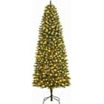 thumbnail image 1 of GarveeHome 7.5ft Pre-Lit Slim Pencil Christmas Tree with Pine Cones, Dual Color LED Lights, Lifelike PVC Branches, Sturdy Metal Base, Holiday Home Office Decor, 1 of 8