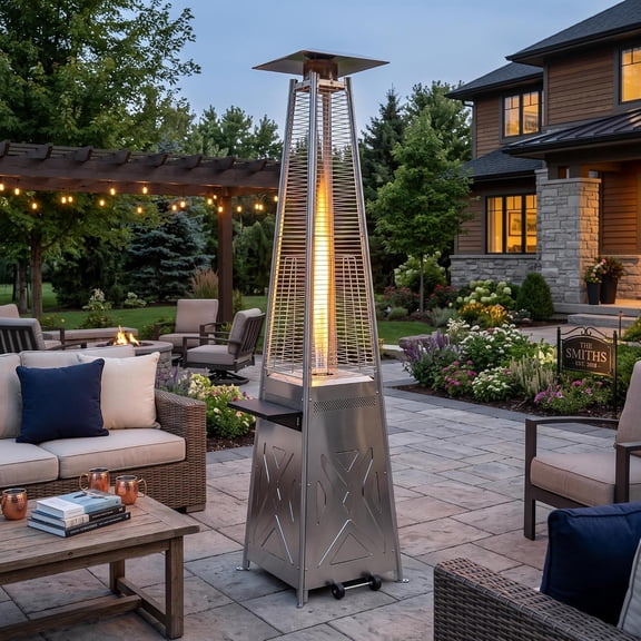GarveeHome 91" Pyramid Patio Heater Outdoor, 42,000 BTU Propane Flame Tower