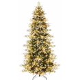 thumbnail image 1 of GarveeHome 9ft Frosted Flocked Pencil Christmas Tree with Pine Cones, Warm White Lights 8 Modes, Automatic Hinged Branches, Metal Stand, PE & PVC, 1 of 8