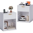 thumbnail image 1 of GarveeHome Fluted Nightstand with Charging Station, Bedside Table with Drawers and Open Storage Space, White/2PCS, 1 of 9