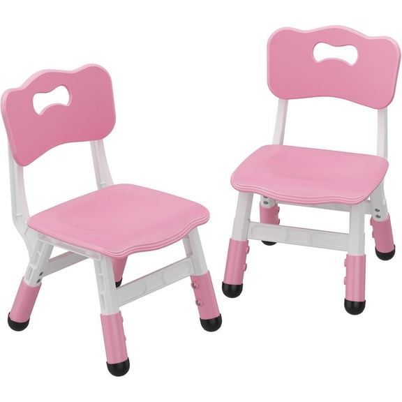 GarveeHome Kids Chair Set of 2, 3 Level Height Adjustable Kid Chair, Plastic Toddler Chairs for Children Boys Girls Age 2-6, Suitable for Home Family Classroom Nursery Indoor Use, Pink