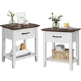 thumbnail image 1 of GarveeHome Nightstands, End Table with Drawer, Side Table for Living Room, 2 Tiers Storage Shelves Bedside Table, White/2PCS, 1 of 9