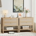 thumbnail image 1 of GarveeHome Rattan Night Stand Set of 2, Boho Night Stand with 2 Rattan Drawers, Large Bedside Table Side Table, Wood, 1 of 8