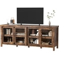 thumbnail image 1 of GarveeHome TV Stand for 65 Inch TV, Mid Century Modern Entertainment Center with 4 Sliding Glass Doors and Storage Cabinets, Media Console, Retro Brown, 1 of 7