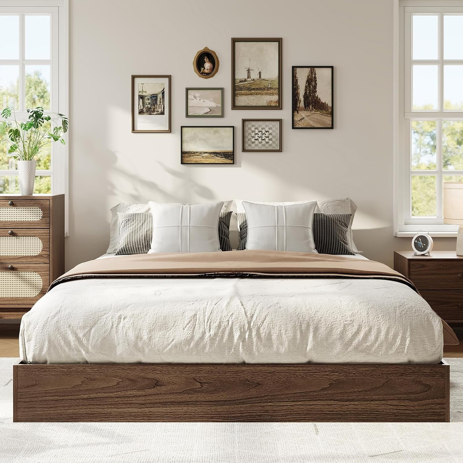 GarveeHome Twin-XL Size Solid Wood Platform Bed Frame, Modern ...