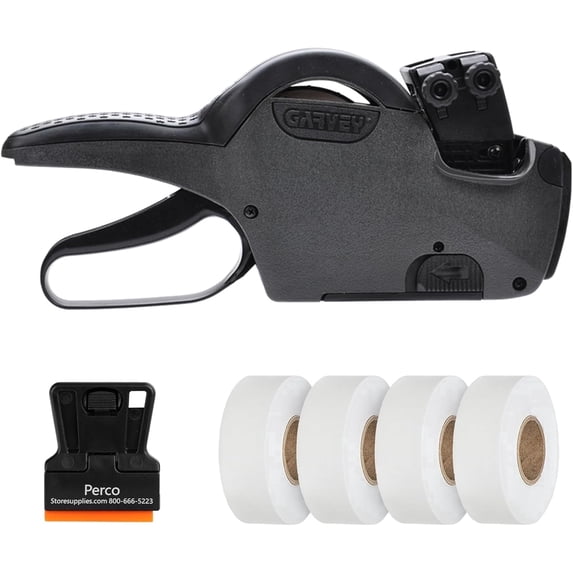 Perco Garvey 22-66 Price and Date Marking Starter Kit — Includes Garvey 22-66 2-Line Labeler Gun, 4,000 White Pricing Labels and an Inker