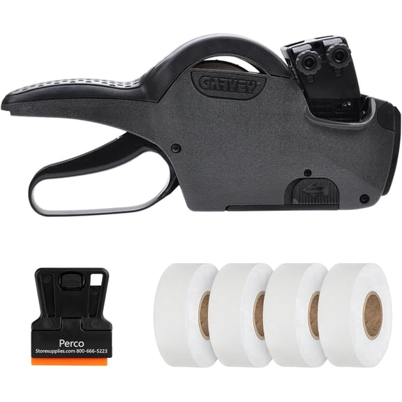 Perco Garvey 22-66 Price and Date Marking Starter Kit Includes Garvey 22-66 2-Line Labeler Gun, 4,000 White Pricing Labels and an Inker