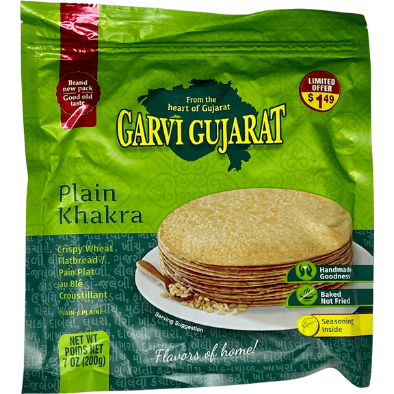Garvi Gujarat Plain Wheat Khakhra - 200 Gm (7 Oz)
