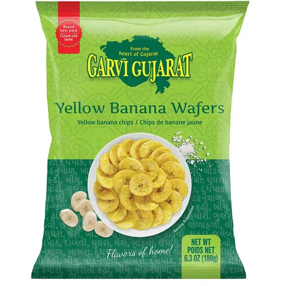 Garvi Gujarat Yellow Banana Wafer 6.35 oz bag Pack of 2