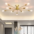 thumbnail image 1 of Garwarm 10 Lights Modern Sputnik Ceiling Chandelier Gold Industrial Ceiling Lamp Mid Century Semi Flush Mount Ceiling Light Fixture for Kitchen Dining Room Living Room Bedroom Foyer Lighting, 1 of 13