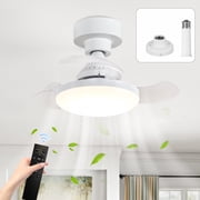 Garwarm 16 in Retractable Ceiling Fan with Lights and Remote, Low Profile Socket Fan Light, Dimmable 3000K-6500K Flush Mount Ceiling Fan with Timer, Low Noise for Bedroom Kitchen