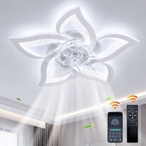 GCGAFUL RGB Flush Mount Ceiling Fan with Light, White 6 Speeds LED Fan ...