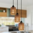 thumbnail image 1 of Garwarm 3-Light Rattan Pendant Light, Farmhouse Boho Hanging Light Fixture with Hand-Woven Wicker Shades for Dining Room, Kitchen Island, Bedroom, Living Room, Foyer, Hallway, 1 of 11