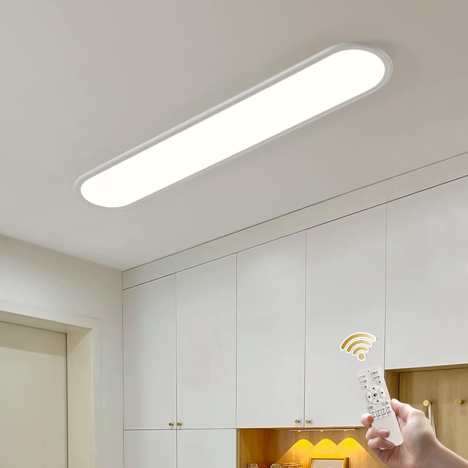 Garwarm 39.4 Inch Dimmable LED Ceiling Light,Full Spectrum Long Ceiling