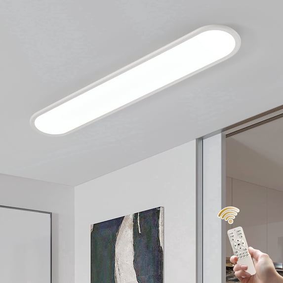 Garwarn 39.4 Inch Dimmable Metal LED Ceiling Light,Slim, Edge Lit - 48W Full Spectrum Linear Ceiling Lamps,3000-6500K Modern Ultra Thin Low Profile Light Fixture for Kitchen, Home & Office Hallway