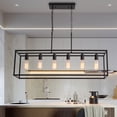 thumbnail image 1 of Garwarm Black Farmhouse Kitchen Island Lighting, Industrial Chandelier, 6-Light Rectangular Pendant Light Fixtures For Dining Room Bar Foyer(Metal, Height Adjustable), 1 of 18