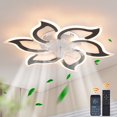 thumbnail image 1 of Garwarm 32 in Black Ceiling Fan with Lights and Remote, Modern Low Profile LED Ceiling Fan Light, 3 Color Temperatures, 6 Speeds for Bedroom Kitchen, 1 of 17