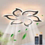Garwarm 32 in Black Ceiling Fan with Lights and Remote, Modern Low Profile LED Ceiling Fan Light, 3 Color Temperatures, 6 Speeds for Bedroom Kitchen