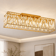 thumbnail image 1 of Garwarm 6-Light Gold Crystal Flush Mount Chandelier, Modern Farmhouse K9 Crystal Ceiling Light Fixture for Dining Room Kitchen Island Living Room, 1 of 17